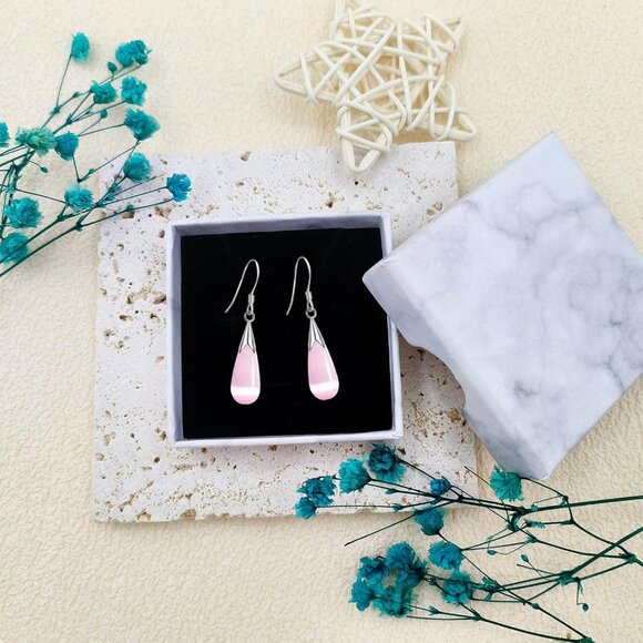 Women's Purple Trendy Handmade Lightweight Long Teardrop Long chain Earrings - Picture 6 of 7